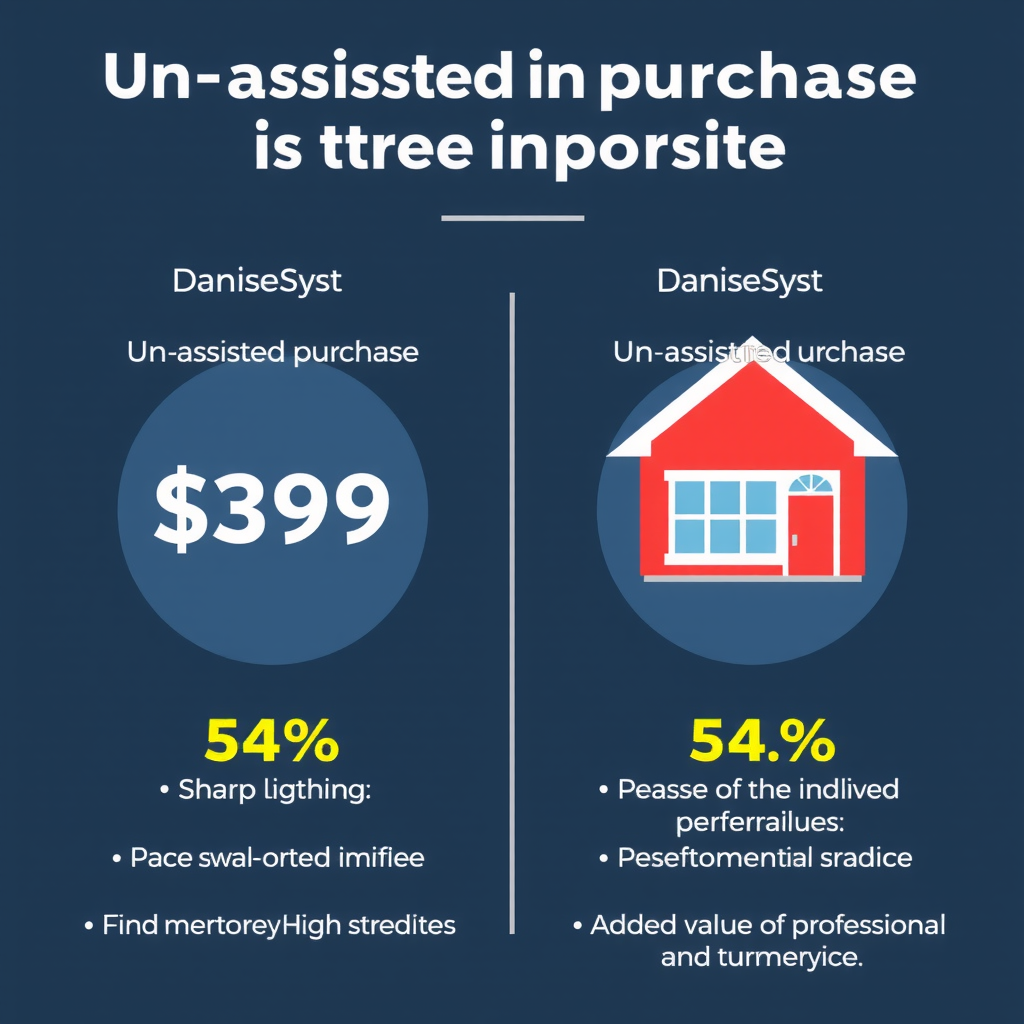 Infografía comparativa mostrando diferencia entre compra sin asistencia versus con DanisheSyst, destacando ahorros, tranquilidad y valor agregado del servicio profesional